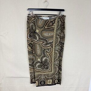 Norton McNaughton Brown Paisley Midi Skirt Womens 10 Rayon Straight Long Vintage